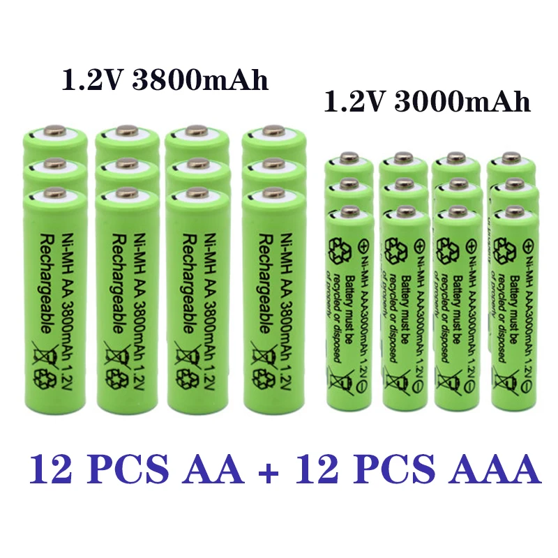 1.2 AA 3800 mah NI-MH акумулаторни батерии + 1.2 AAA 3000 mah акумулаторна батерия NI-MH батерия - 0