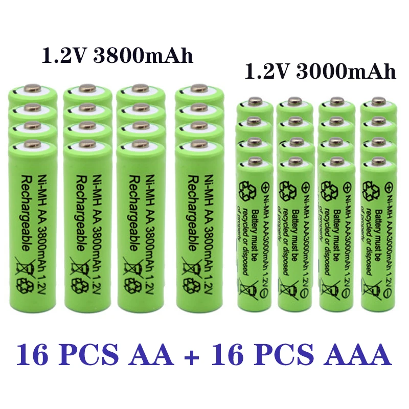 1.2 AA 3800 mah NI-MH акумулаторни батерии + 1.2 AAA 3000 mah акумулаторна батерия NI-MH батерия - 1