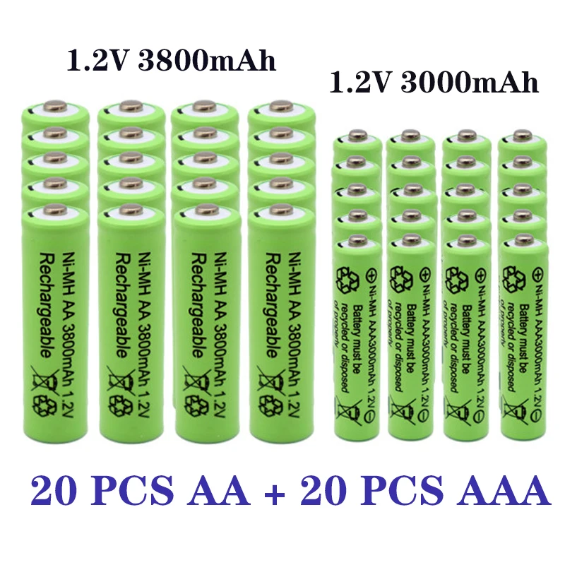 1.2 AA 3800 mah NI-MH акумулаторни батерии + 1.2 AAA 3000 mah акумулаторна батерия NI-MH батерия - 2