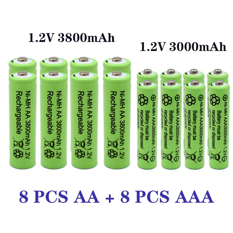 1.2 AA 3800 mah NI-MH акумулаторни батерии + 1.2 AAA 3000 mah акумулаторна батерия NI-MH батерия - 3