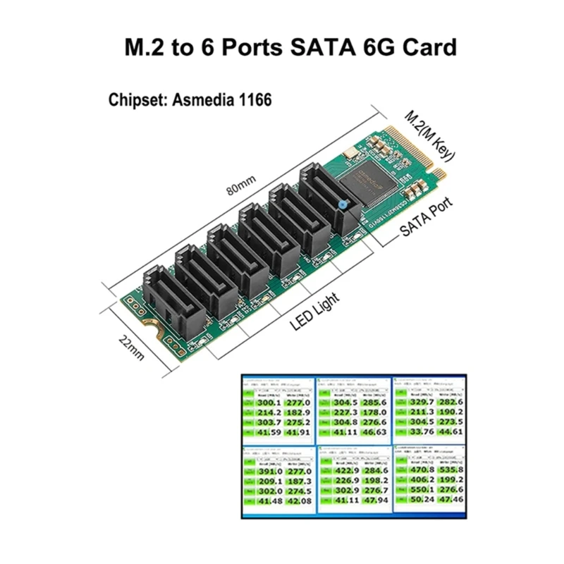 .2-6-портов адаптер SATA3 .2 NVMe-конвертор NVME M-Key 6 gbps SSD SATA3.0 Смяна на карти за разширяване на адаптер - 0