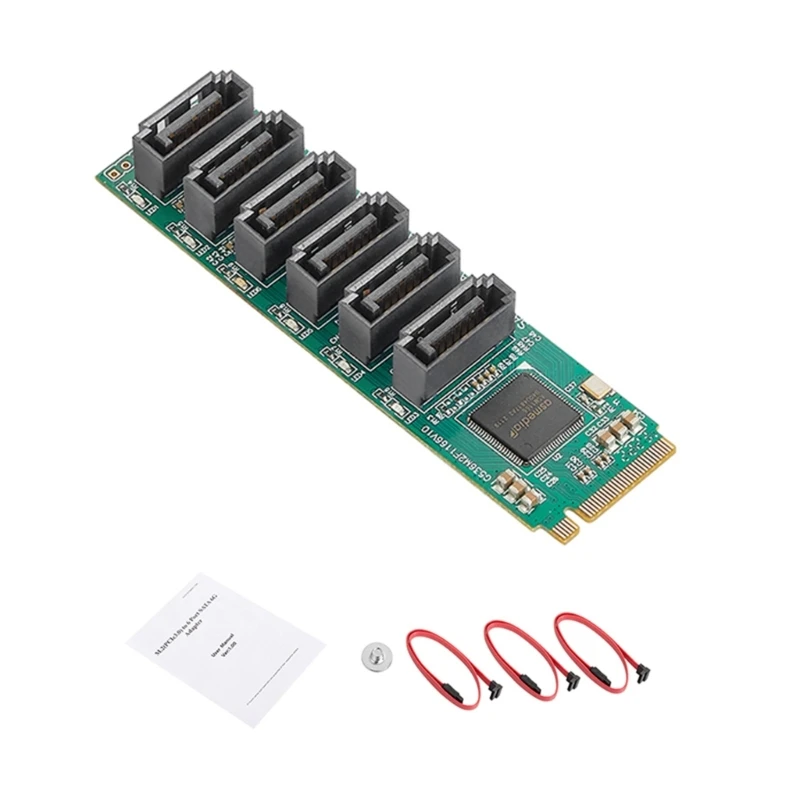 .2-6-портов адаптер SATA3 .2 NVMe-конвертор NVME M-Key 6 gbps SSD SATA3.0 Смяна на карти за разширяване на адаптер - 2