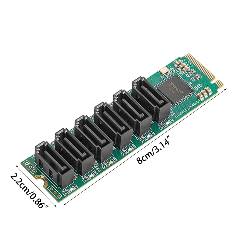 .2-6-портов адаптер SATA3 .2 NVMe-конвертор NVME M-Key 6 gbps SSD SATA3.0 Смяна на карти за разширяване на адаптер - 5