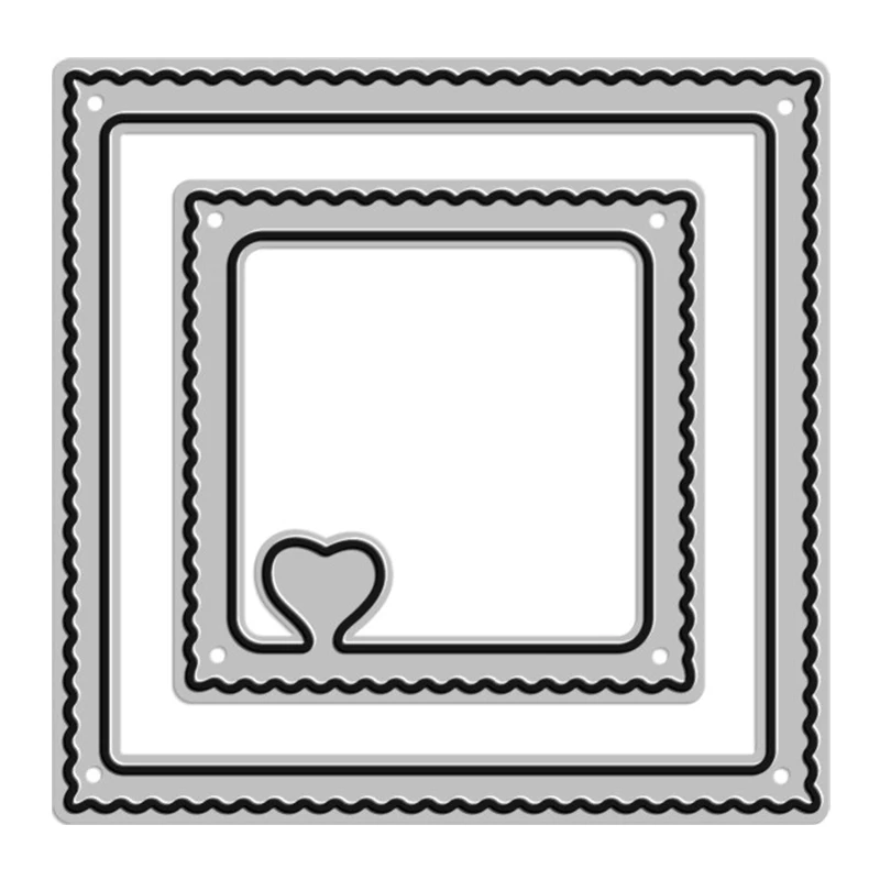 2023 Нови Печати за рязане на метал във формата на сърце с квадратна рамка за DIY, scrapbooking, щамповане, Хартиени поздравителни картички, изработка фотоукрашений - 1