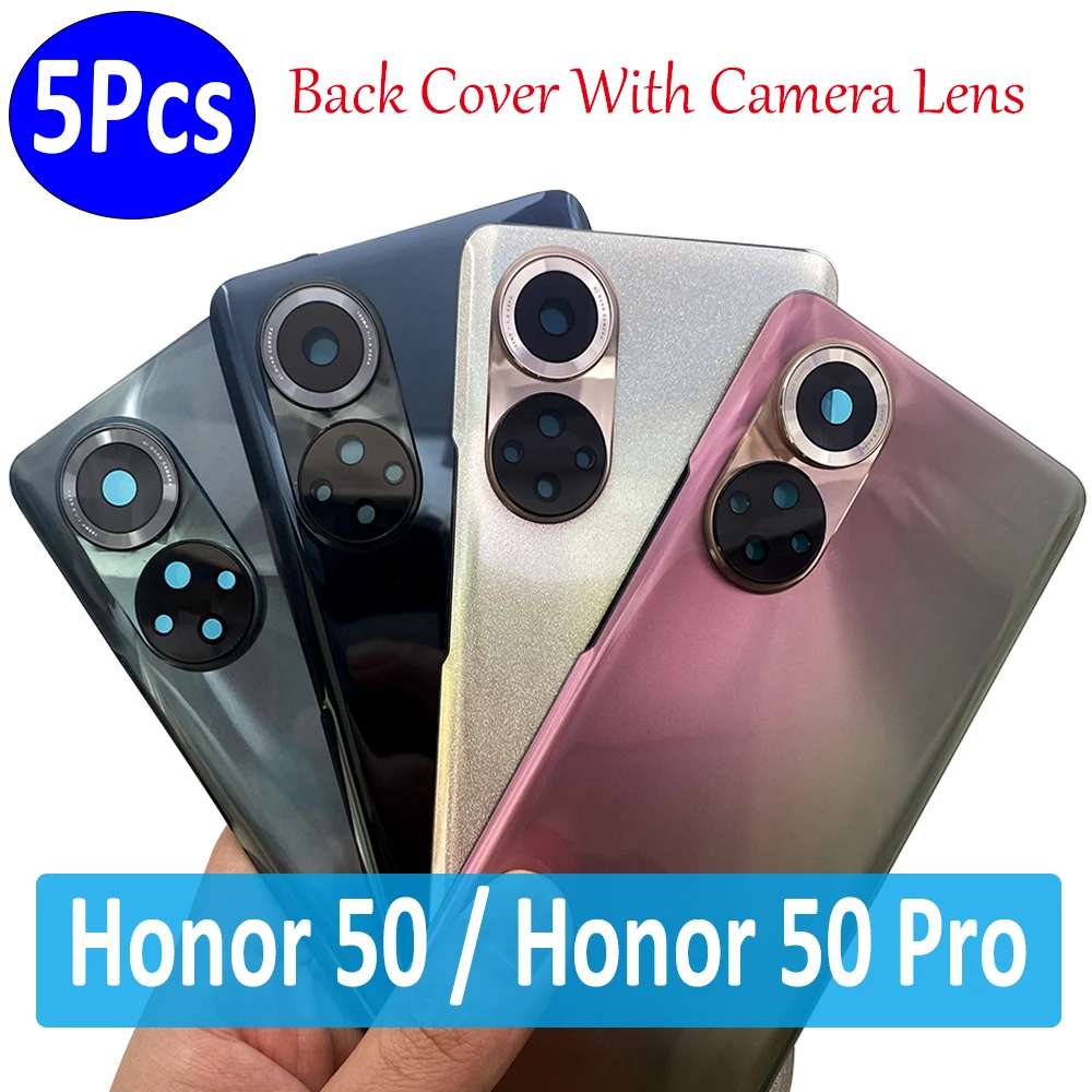 5 бр., НОВ Корпус, Разменени Батерията, а на Задната със Стъклен Капак + Лепило С Обектива на Камерата + Лого За Huawei Honor 50 Pro/Honor 50 - 0