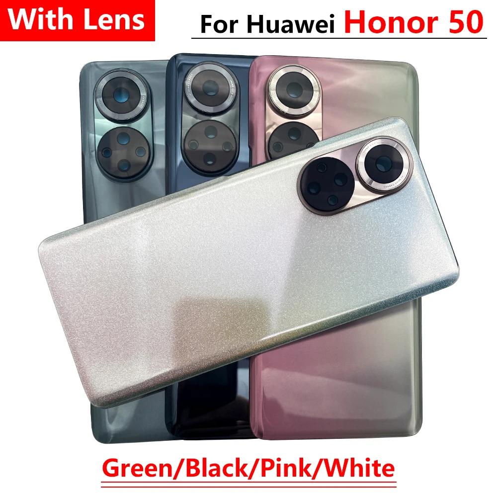 5 бр., НОВ Корпус, Разменени Батерията, а на Задната със Стъклен Капак + Лепило С Обектива на Камерата + Лого За Huawei Honor 50 Pro/Honor 50 - 2