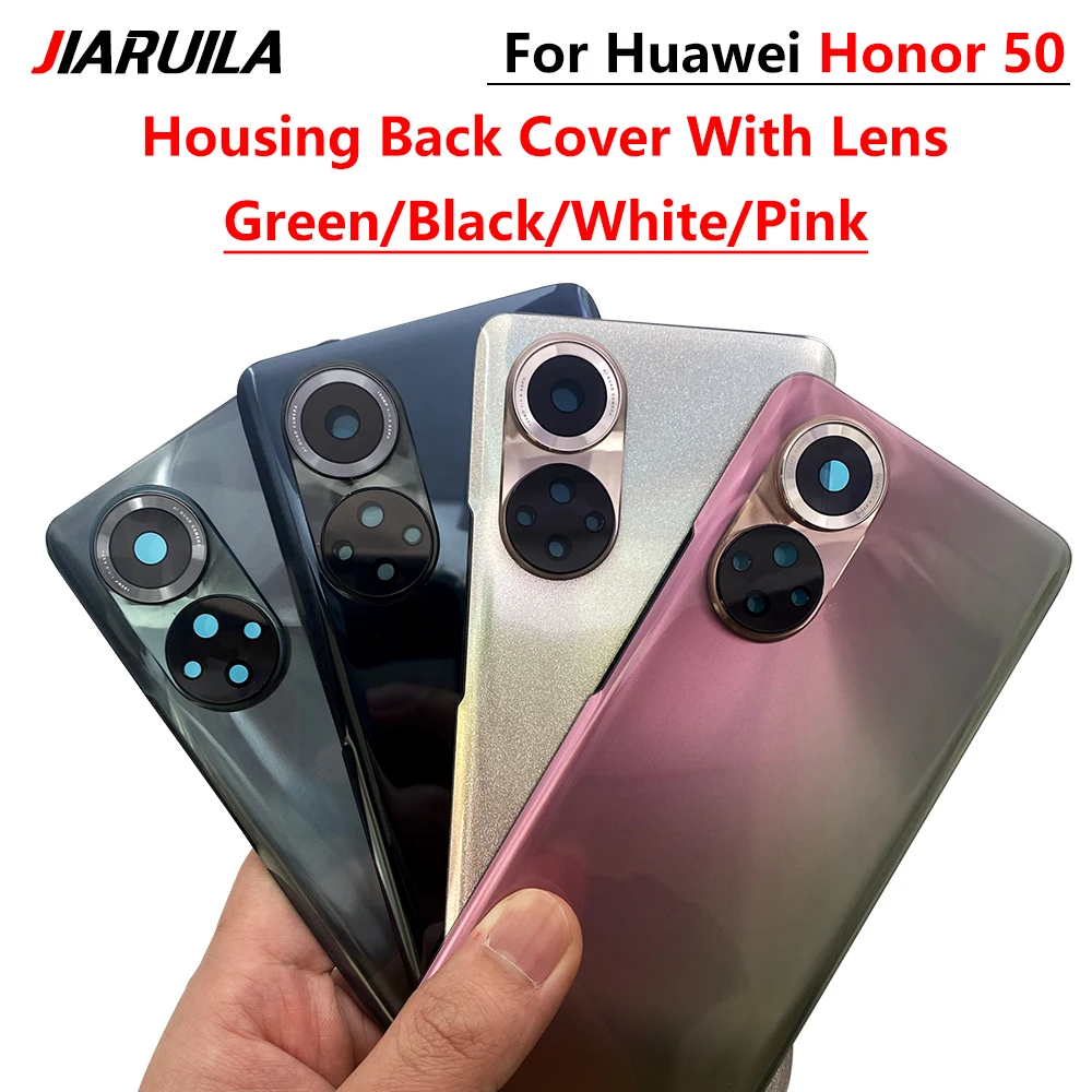 5 бр., НОВ Корпус, Разменени Батерията, а на Задната със Стъклен Капак + Лепило С Обектива на Камерата + Лого За Huawei Honor 50 Pro/Honor 50 - 4