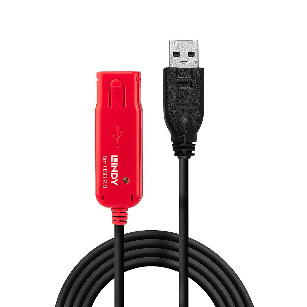 LINDY 8m USB 2.0 активен удължител Pro кабел USB A за синхронизация на данни между мъжете и жените е Подходящ за PC, tv, USB, мобилно устройство, кабел за твърд диск - 1