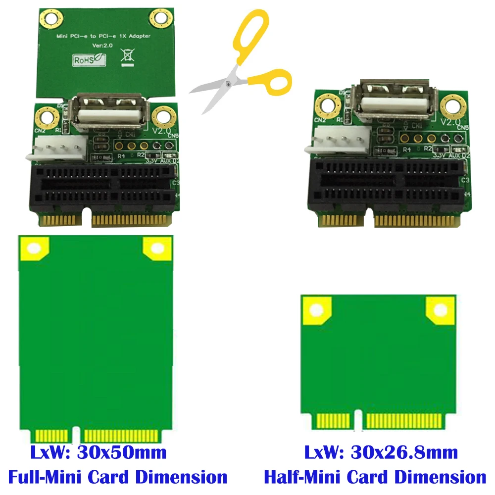 Mini PCI-E за PCI Express PCI-E 1x Такса USB 2.0 Наполовина Пълна Карта на Адаптера Mini PCIE 4Pin Захранване Компютърни Компоненти за КОМПЮТРИ - 2