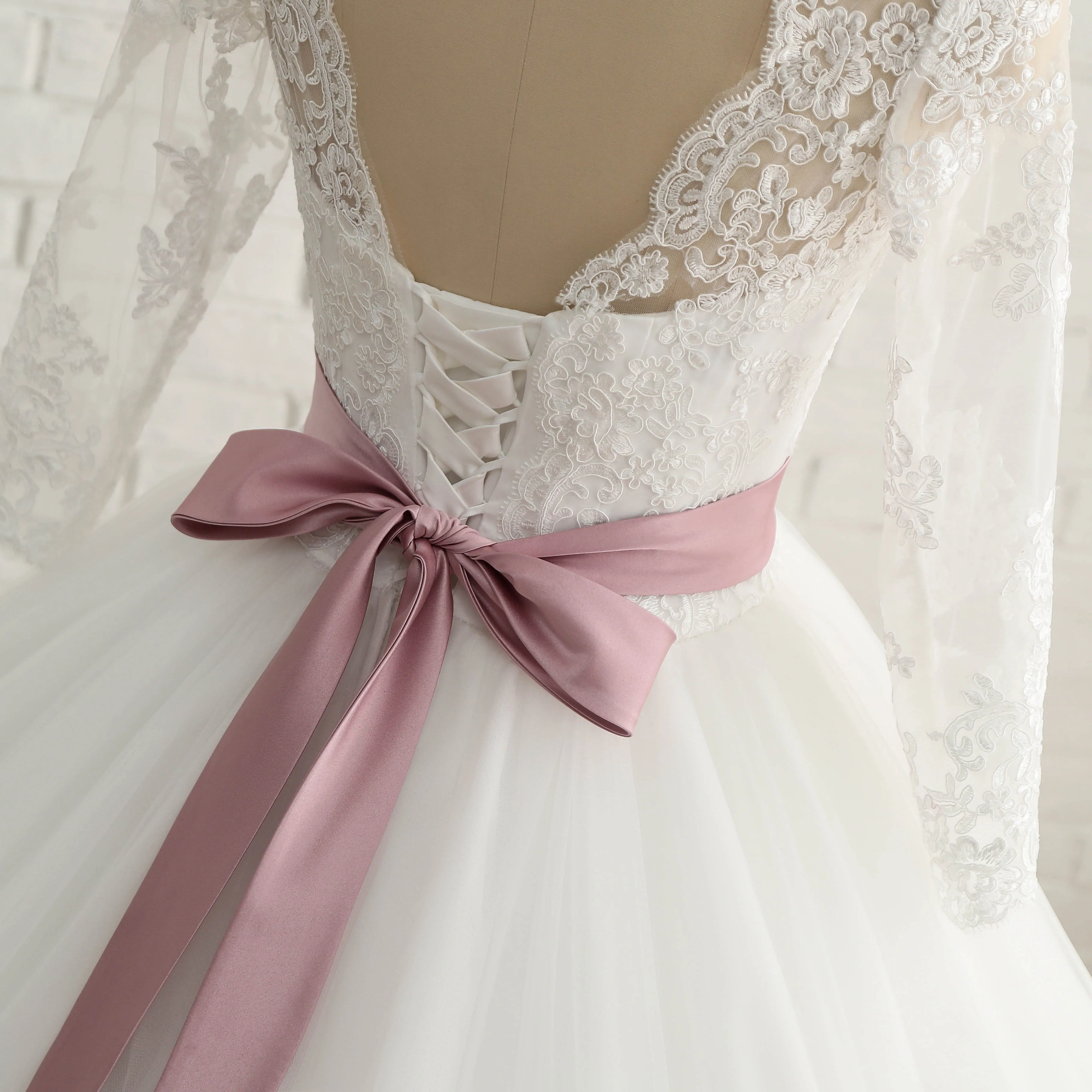 Vestidos De Noiva 2022, Елегантна Бална рокля с дълъг ръкав на Сватбена рокля с бели апликации, дантелени сватбени рокли принцеса, Robe Mariage - 4