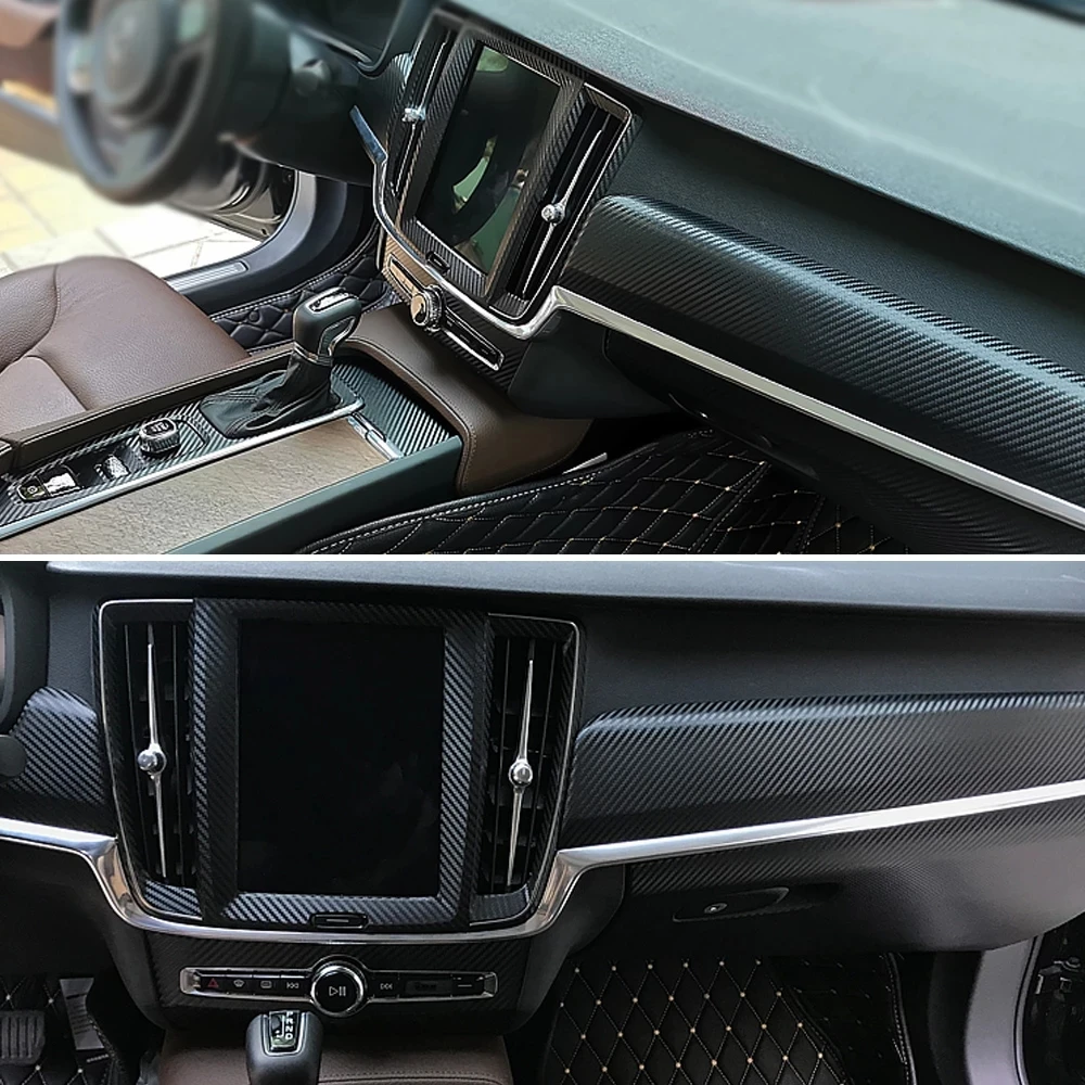 Автоаксесоари, 3D/5D стикери от карбон за Volvo S90 2017-2019, вътрешна централна контролен панел, врата копчето, декор за подреждане - 1