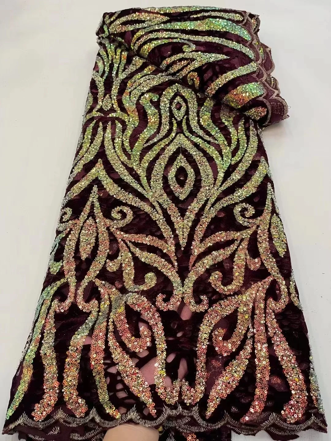 африканска френска лейси тъкани, бродирани нигерийски тюл, материал върху мрежа, е 5 ярда, за боядисана светкавица, разпродажба на вечерни рокли направи си сам - 1