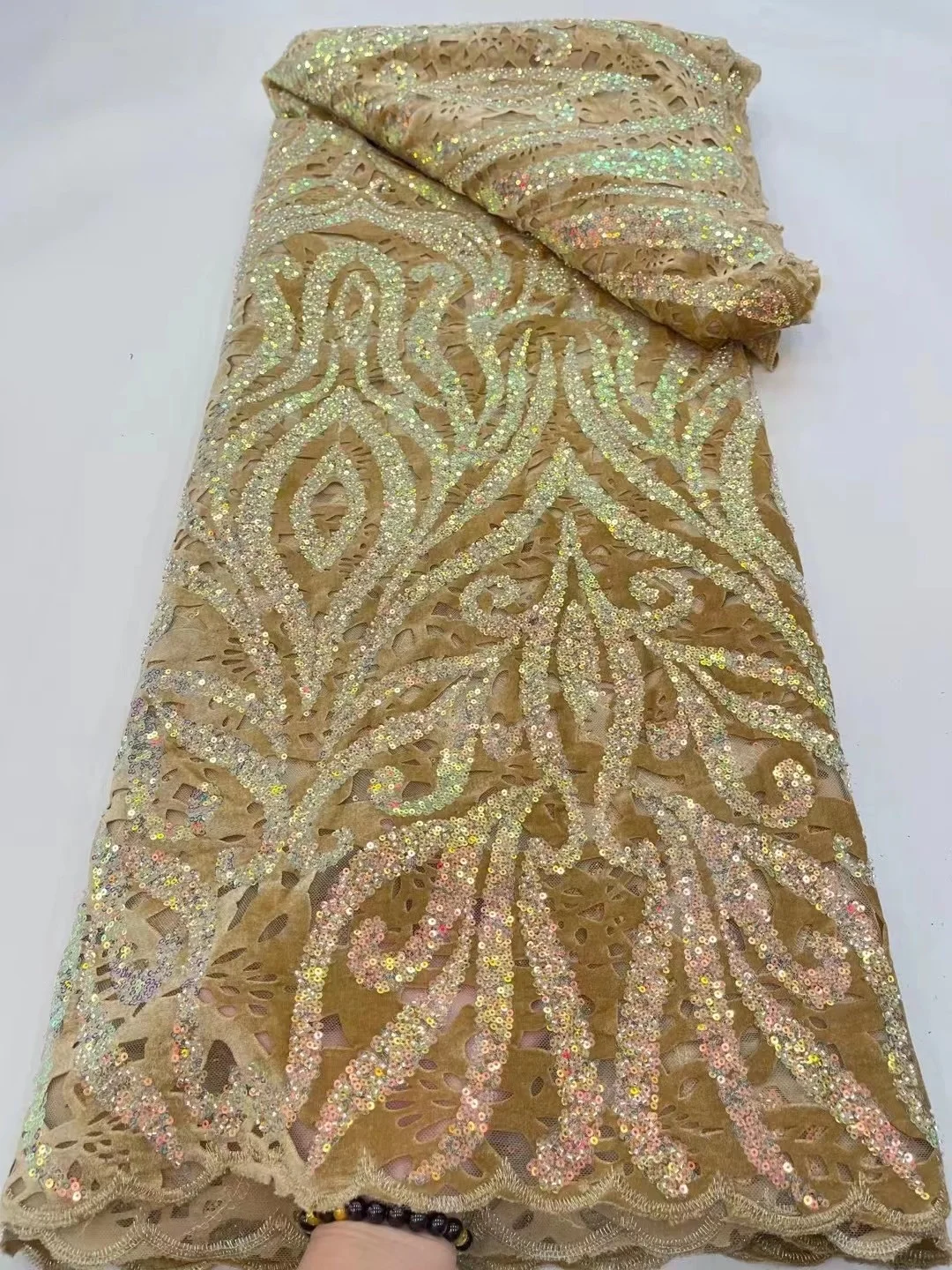африканска френска лейси тъкани, бродирани нигерийски тюл, материал върху мрежа, е 5 ярда, за боядисана светкавица, разпродажба на вечерни рокли направи си сам - 2