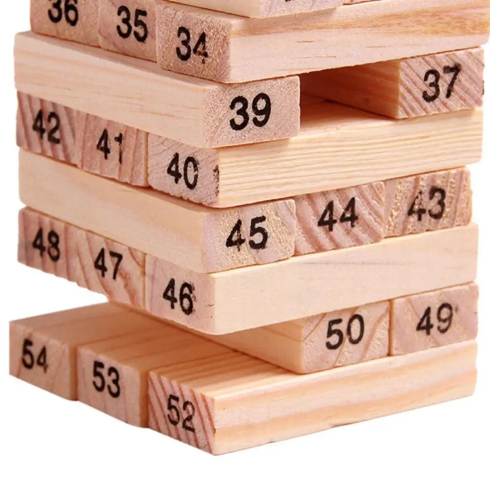 Нови 54 броя, цветни цифрови детски строителни блокчета, дървена игра 