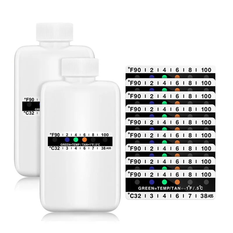 Пълен комплект за анализ на урина от 12 теми Включва 2 прозрачни преносими празни бутилки, 10 лепкави тест-ленти за измерване на температурата на - 0