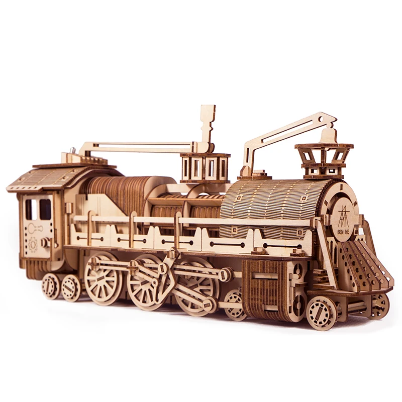 Събраната модел за възрастни Висока сложност DIY Wooden локомотив 3d 3d Модел пъзел Декомпрессионная играчка за възрастни Строителни блокове - 4
