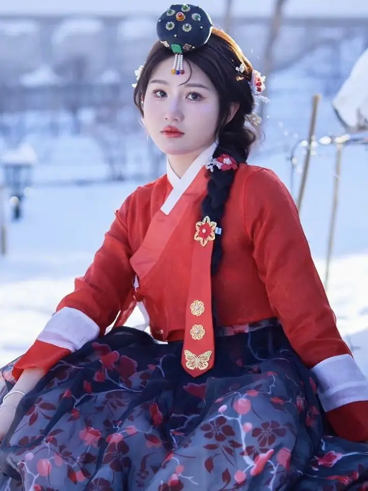 Традиционна корейска дрехи, дамско нова рокля ханбок, реколта костюм, ретро-придворное корейското сценичното рокля за сватбени танци - 0