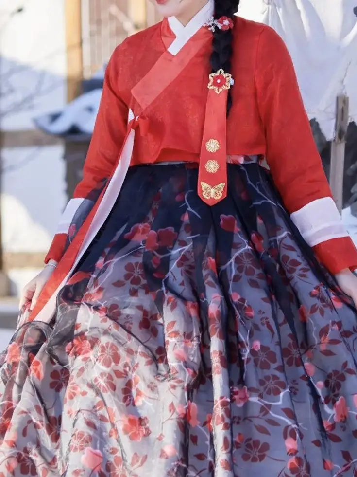 Традиционна корейска дрехи, дамско нова рокля ханбок, реколта костюм, ретро-придворное корейското сценичното рокля за сватбени танци - 1