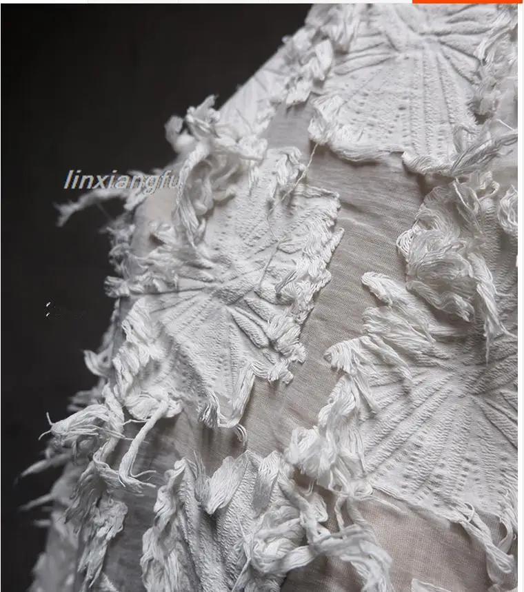 Триизмерна плат с флорални принтом, прозрачна прежди отдолу, творчески плат, плат за дрехи, дизайнерски тъкани - 1