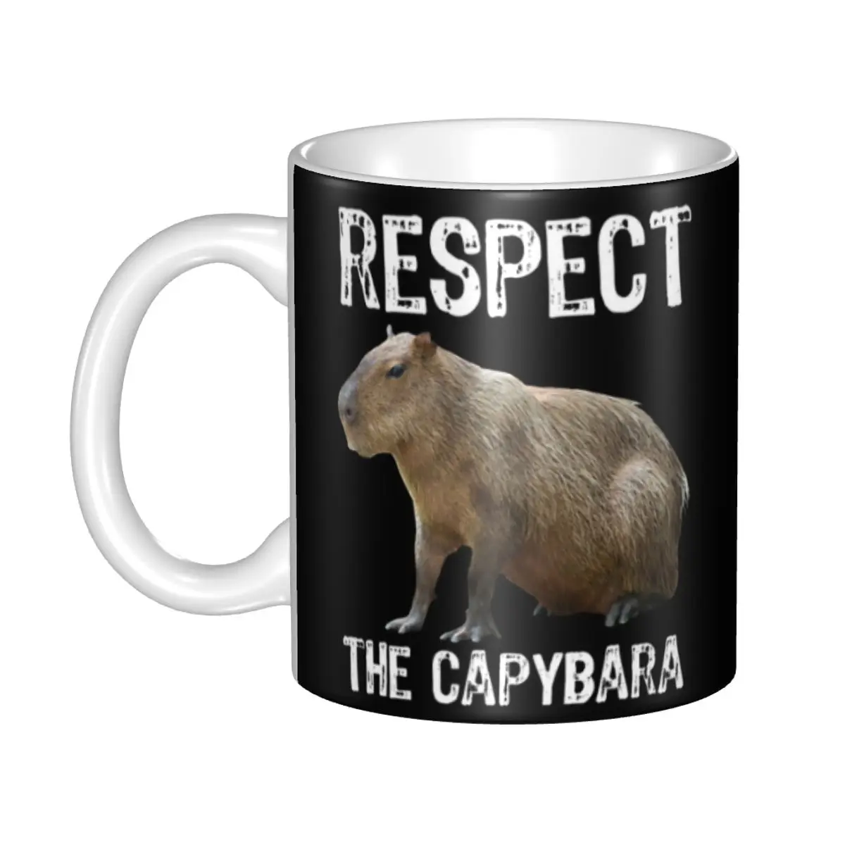 Уважавайте Капибару, Забавен грызунок, кафеена чаша Capibara, направени със собствените си ръце Керамична чаша за чай с мляко, Чаши и чаши - 0