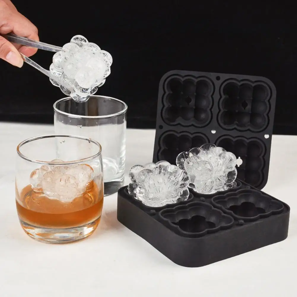 Устройство за приготвяне на кубчета лед, Здрава и гъвкава силиконова форма за лед с 4 мрежи хранително качество, Форма за кубчета лед, Начална форма за кубчета лед, под Формата на тава за лед - 3