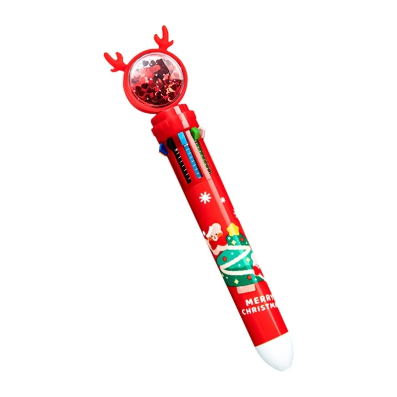Химикалка писалка 0,5 мм, 10-в-1, Прибиращи Roller дръжка във формата на Коледните лосове, Внасянето на химикалки W3JD - 4