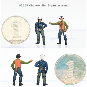 1/72 3R Китайски пилот, група от 2-ма души, боядисан готов войници, Приложимо оформяне на сцена