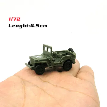 1:72 Джип Willys времето на Втората световна война с извънбордов кофа 4,5 см Военен автомобил в събирането на Модел на превозното средство играчки
