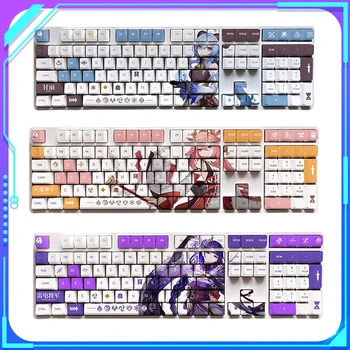 108 Клавиши Genshin Impact Keycaps General Ганью Яэ Мико Хутао Тема Аниме Keycap Играта Механична Клавиатура Декор Keycaps Подаръци