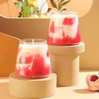 1БР Творческа планина Фуджи Прозрачната свещ за пудинг със собствените си ръце Празни чаши Сладки, ароматни свещи, ръчно изработени Стъклени празни буркани
