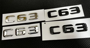 20X Автомобили стикер с емблемата на задната опашка, букви със стаи за Mercedes Benz C63 C 63, сребрист хром/матиран черен