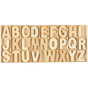 216 бр. мини дървена набор от главни букви и цифри с чекмедже за съхранение на Лъскав азбука Изкуство, Занаяти САМ Детска образователна играчка 