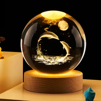 3D Led Кристална Топка лека нощ Нощни осветителни Тела за Детски Подаръци За Рожден Ден USB Power Светещ Луната Galaxy Звездното Небе Проектор Настолна Лампа