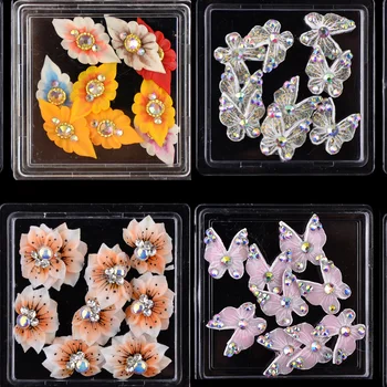 5 бр., изискани окачване за дизайн на ноктите с цветен пеперуда, 3D градиент имитация на пеперуда, сухо цвете за декорация за нокти, Аксесоари за нокти DIY