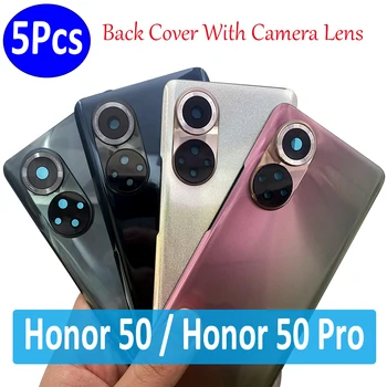 5 бр., НОВ Корпус, Разменени Батерията, а на Задната със Стъклен Капак + Лепило С Обектива на Камерата + Лого За Huawei Honor 50 Pro/Honor 50