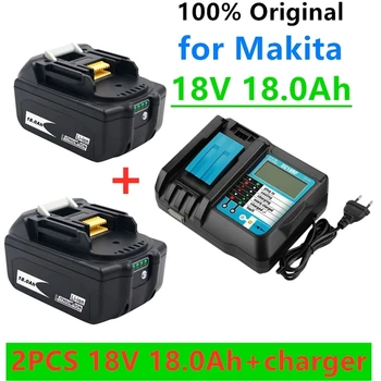 Bl1860 акумулаторна батерия 18v 18000mah литиево-йонна за makita 18v батерия bl1840 bl1850 bl1830 bl1860b lxt 400 + зарядно устройство