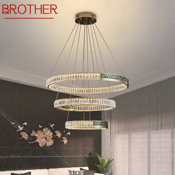 BROTHER Модерните висящи кристални led осветителни тела, Луксозни Кръгли Пръстени, полилей, лампа за дома, хол, трапезария
