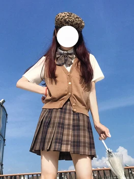 JK единни пола в клетката, плиссированная пола, пролет-есен, училищни униформи JK в японски стил, скъпа кавайная Лолита