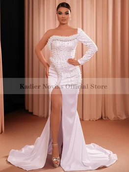 Kadier Novias Луксозни Сватбени Рокли на Русалка с дълъг ръкав в Бял Цвят 2023, Сватбената рокля Vestido de Noiva, расшитое Перли