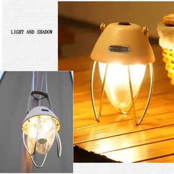 Led лампа за къмпинг 300-400 лумена с плавно затъмняване, ретро лампа за палатка, аварийно осветление с led индикатори мощност, атмосферни лампа