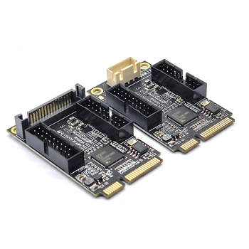 Mini-PCIE USB Адаптер 3 контролер, 4 порта, такса за разширяване на USB 3.0, карта-хъб, множител, двойна 20-пинов конектор за щранг предния панел