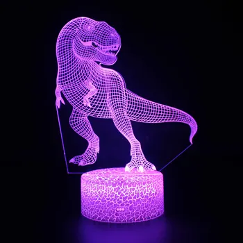 Nighdn Акрилна Лампа с Динозавром Led лека нощ за Деца, 7 Цвята, което променя лека нощ, Подарък За Рожден Ден, Нощни и Настолни Лампи за Стаите на Момчетата