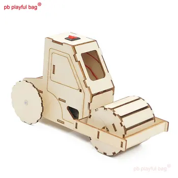 PB Игриво чанта Steam Education Детско употреба само Електрически пътен пързалка пъзел в събирането на дървен строителен блок играчки подарък UG79