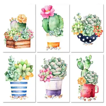 SDOYUNO Боя Номер За Възрастни Сочно Растение Фигура На Платното Ръчно Рисувани Артистичен Подарък си Сам 