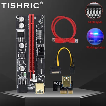 TISHRIC 6 led лампи VER009S Plus Странично за Майнинга видео карта Удължител PCI, PCIE Странично 009S Plus PCI-E 16x Странично Карта