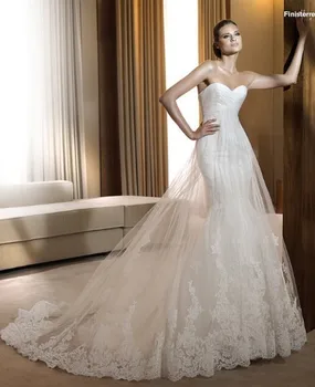 безплатна доставка за Евтина премяна longo 2016 ново горещо секси сладко модно романтична сватбена рокля русалка