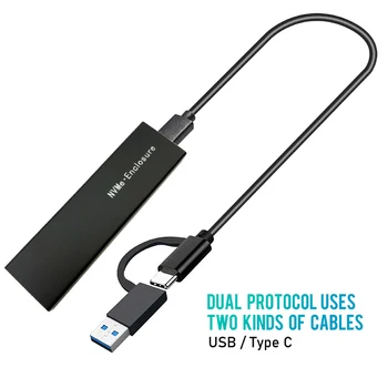 Двухпротоколный SSD устройство M2 Калъф за NVME PCI-E NGFF SATA M. 2 Корпус SSD-диск M. 2 към USB 3.1 SSD-адаптер RTL9210B с Чип OTG кабел