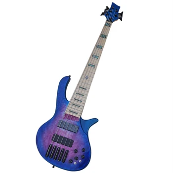 Изработени по поръчка в завода електрическа бас китара с 5 струни на шията с разноцветни жемчужными вложки, предложението за поръчка