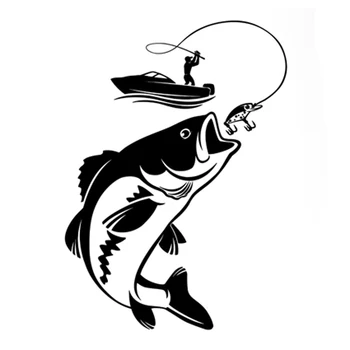 Интересна Риболов Рибар Хоби Риба с Лодка Автомобилни стикери vinyl стикер 12,3 см * 17,1 см
