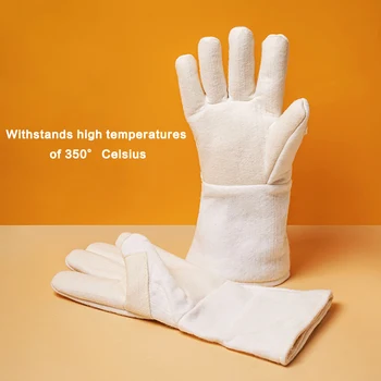 керамични резултати при висока температура ръкавици, тежкотоварни промишлени ръкавици със защита от изгаряне и топлоизолация с пет пръста, инструменти за печене